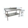 Bk Resources Work Table Stainless Steel With Undershelf, 5" Backsplash 60"Wx24"D VTTR5-6024